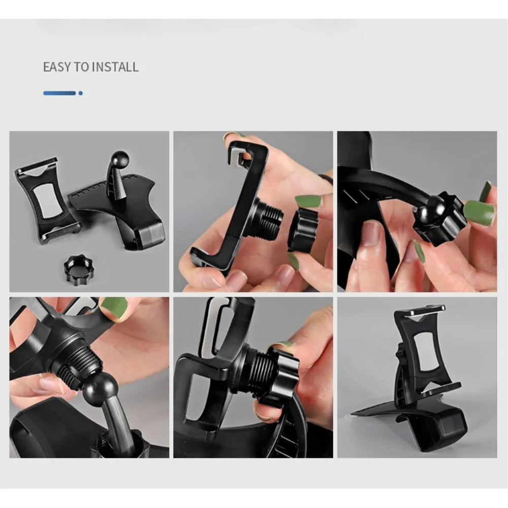 3 in 1 Car GPS Smartphone Holder: Dashboard / Visor Clamp   AC Grid Clip for Samsung Galaxy S8 Active - Black