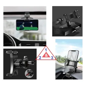 3 in 1 Car GPS Smartphone Holder: Dashboard / Visor Clamp   AC Grid Clip for Samsung Galaxy S8 Active - Black