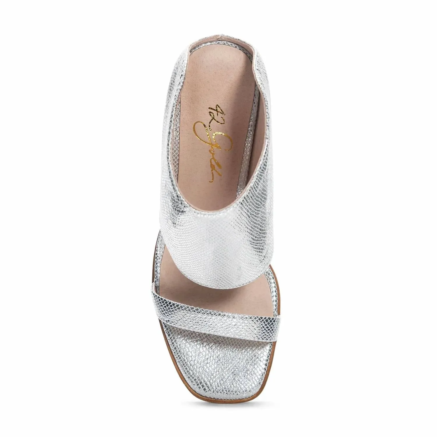 42 Gold - Women's Scaly Metallic Slide With Ankle Cuff
