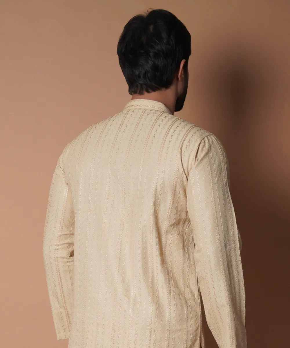 Beige symmetrical Embroidered Kurta & Pyjama Set