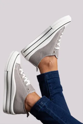 Contrast Lace Up Canvas Trainer