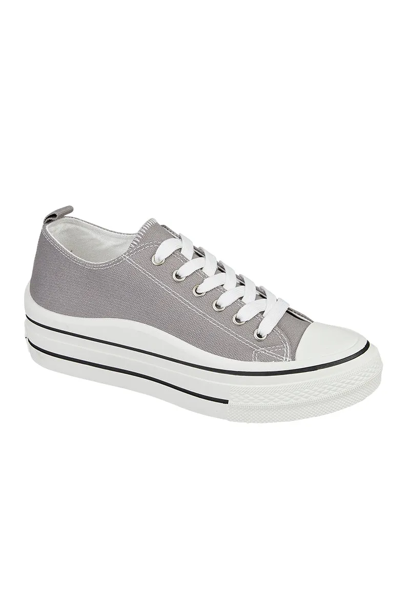 Contrast Lace Up Canvas Trainer