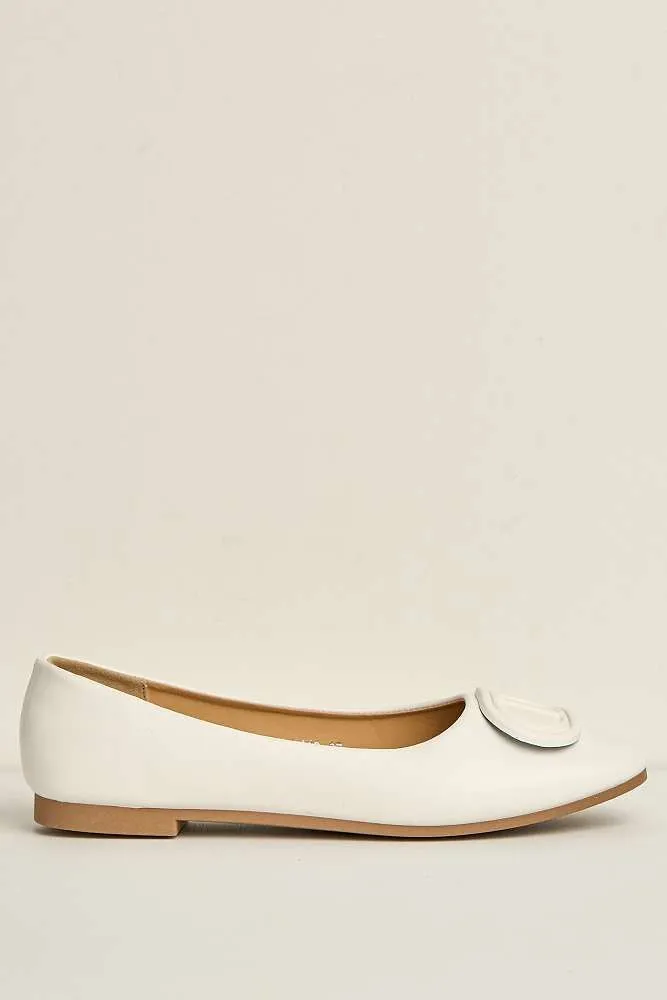Dalia Monogram Detail Brooch Pumps in White