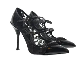 Dolce & Gabbana Black Lace Patent Leather Pumps-EU39