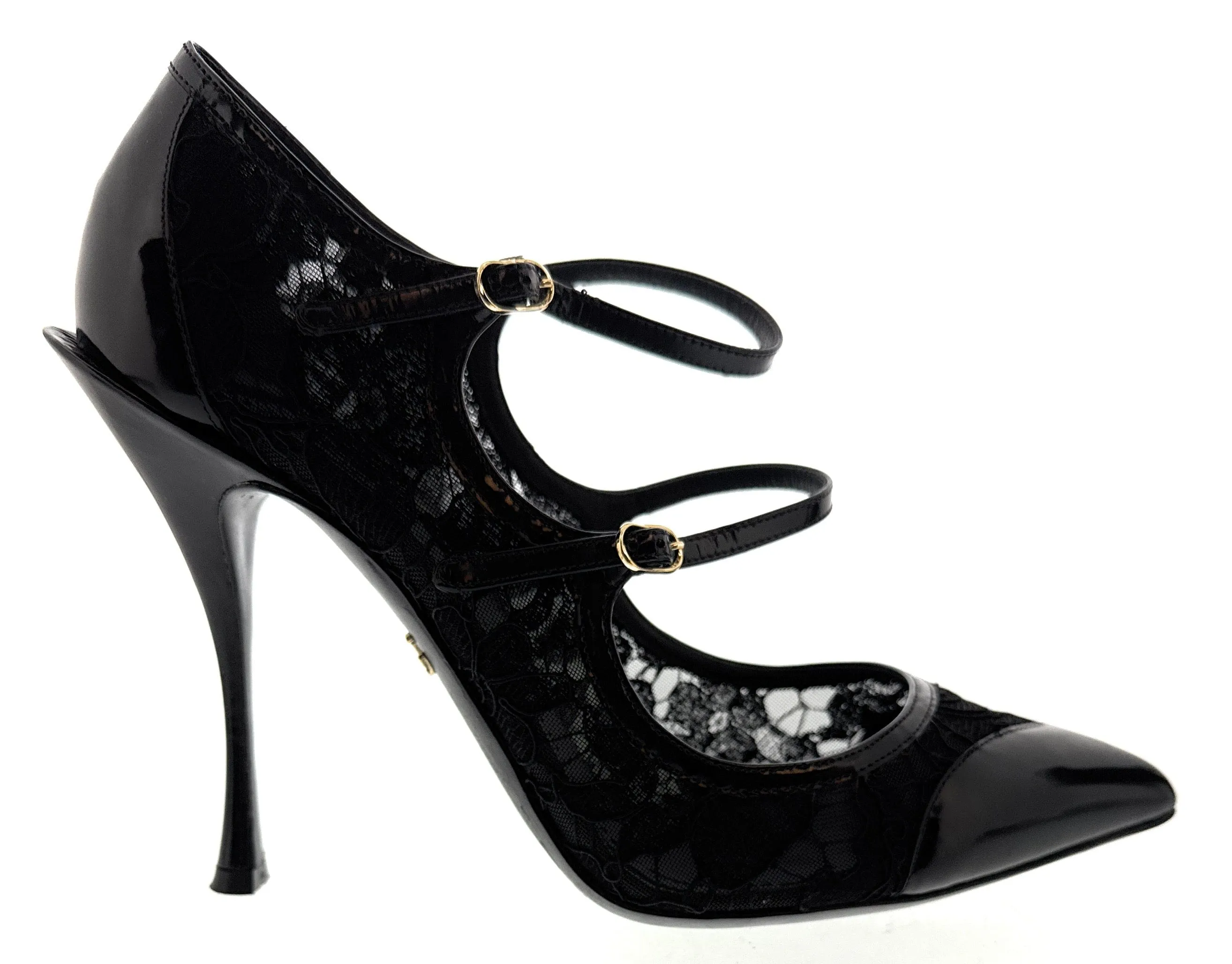 Dolce & Gabbana Black Lace Patent Leather Pumps-EU39