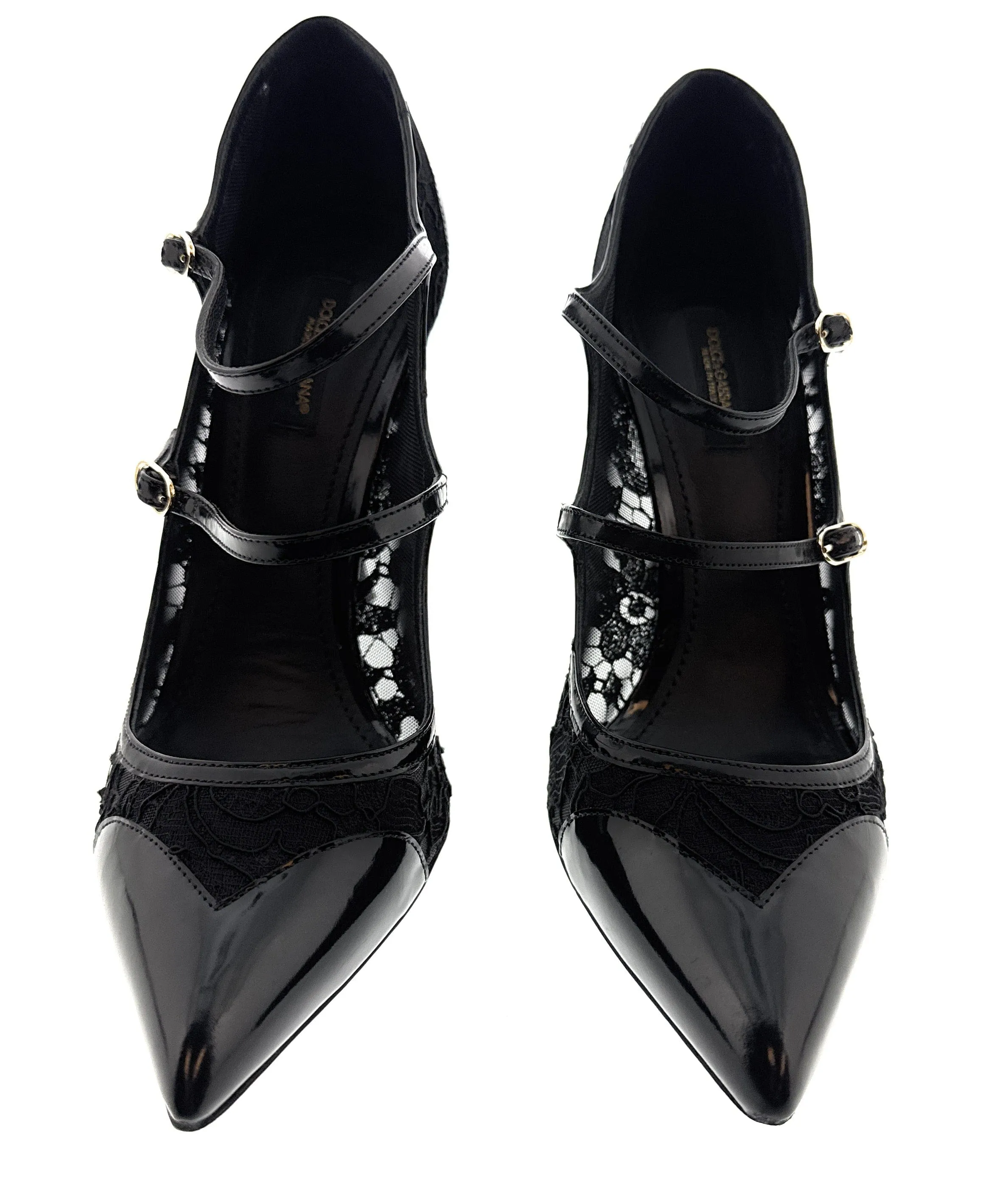 Dolce & Gabbana Black Lace Patent Leather Pumps-EU39