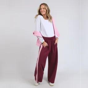 Elm | Carmen Wide Leg Pant - Merlot/Pink Geranium