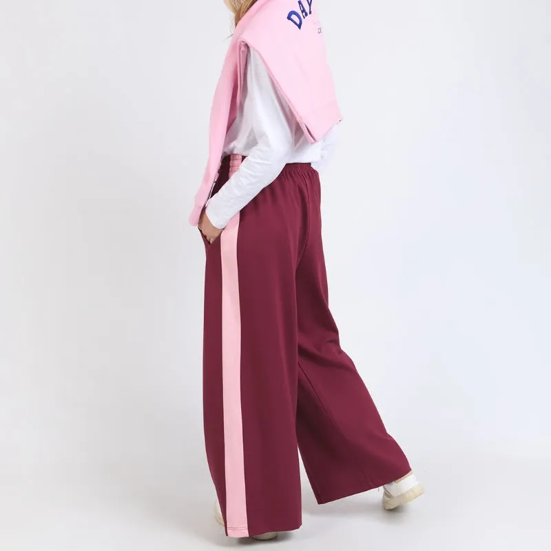 Elm | Carmen Wide Leg Pant - Merlot/Pink Geranium