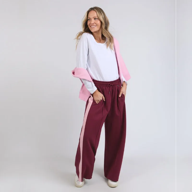 Elm | Carmen Wide Leg Pant - Merlot/Pink Geranium