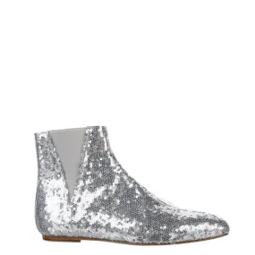 Loewe Silver Sequined Leather Chelsea Boots 38