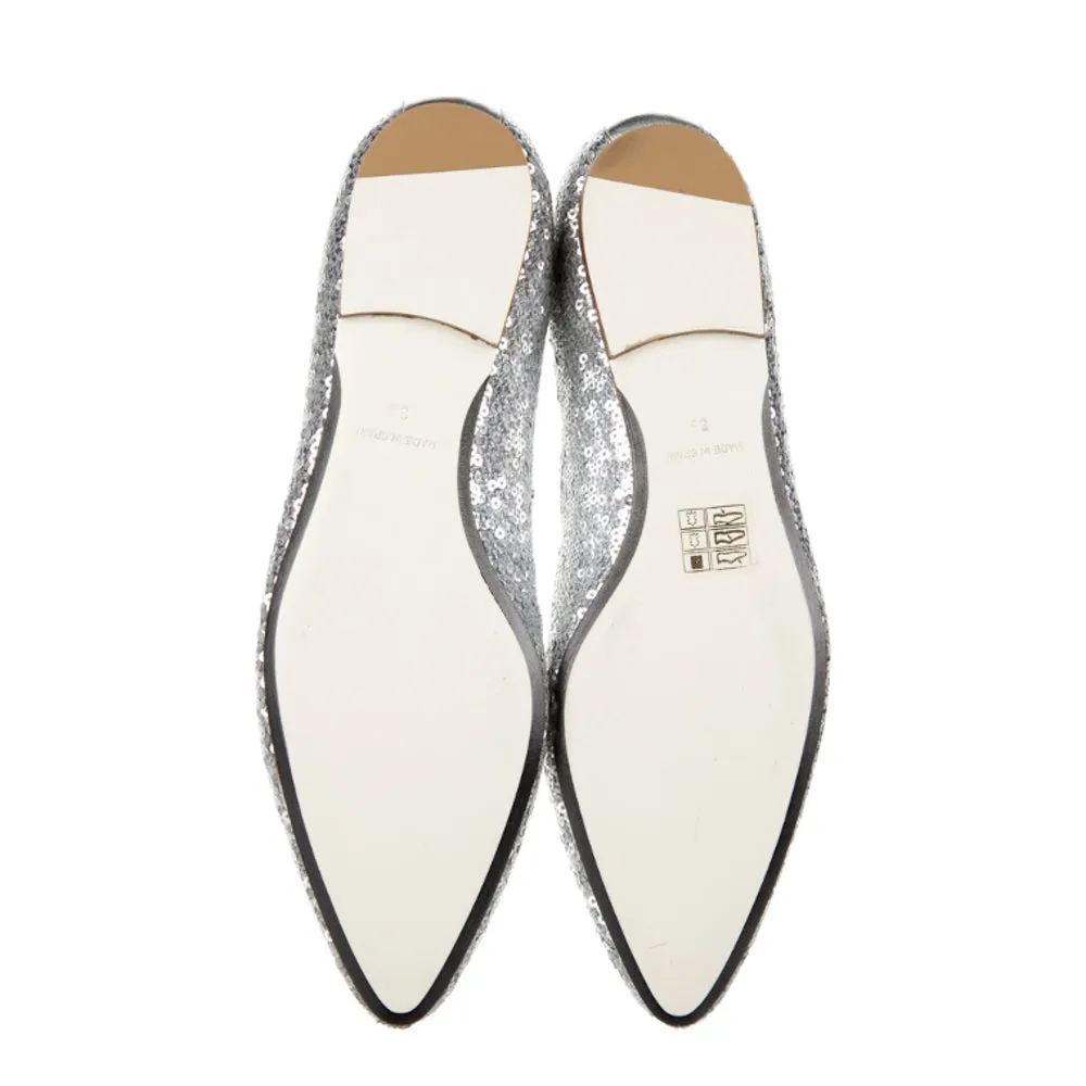 Loewe Silver Sequined Leather Chelsea Boots 38