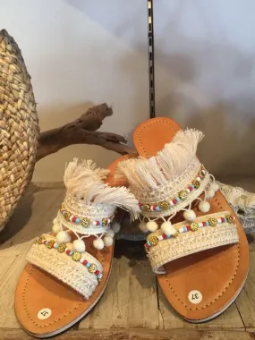 "WILLOW" SANDALS in Cream and Black