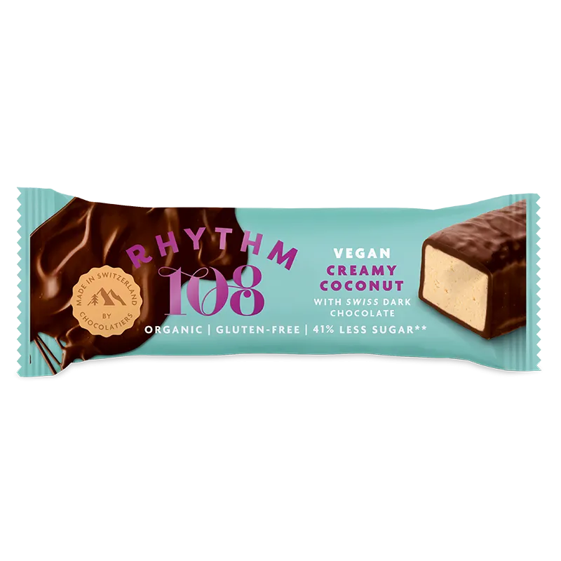 Rhythm 108 Creamy Coconut Swiss Dark Chocolate Bar 33g