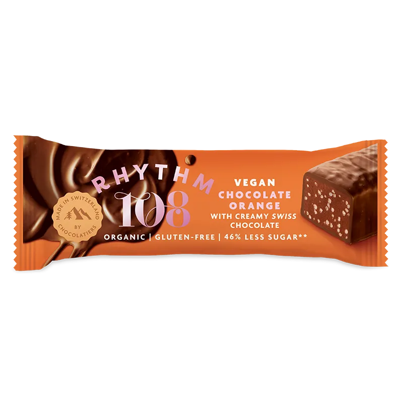 Rhythm 108 Organic Chocolate Orange Creamy Swiss Chocolate Bar 33g