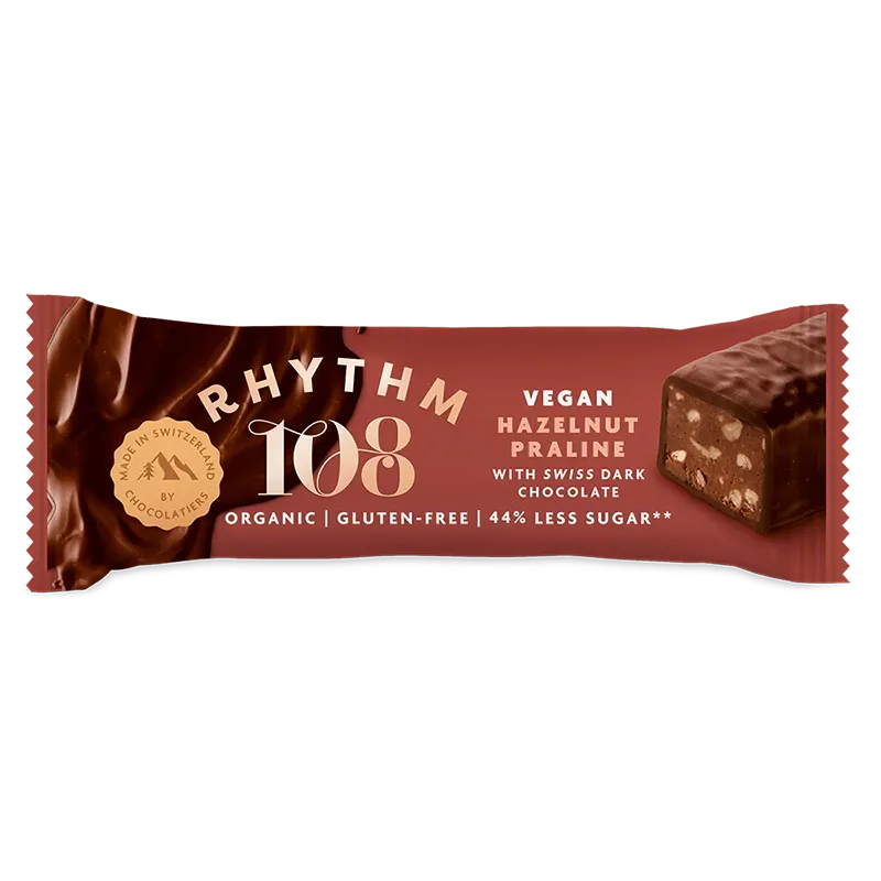 Rhythm 108 Organic Hazelnut Praline Swiss Dark Chocolate Bar 33g