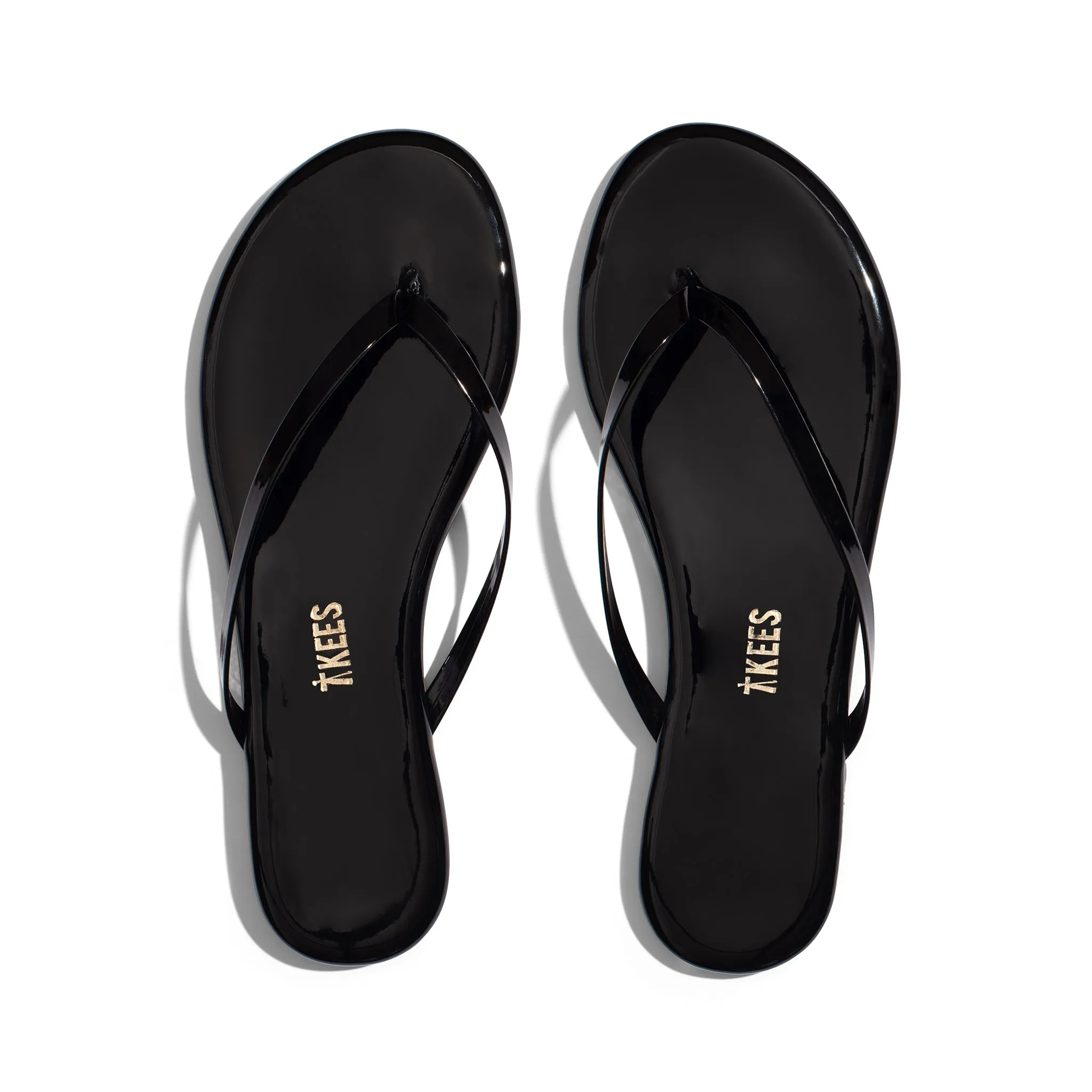 Tkees Lily glosses flip-flops from brazilian leather in Licorice