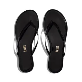 Tkees Lily glosses flip-flops from brazilian leather in Licorice