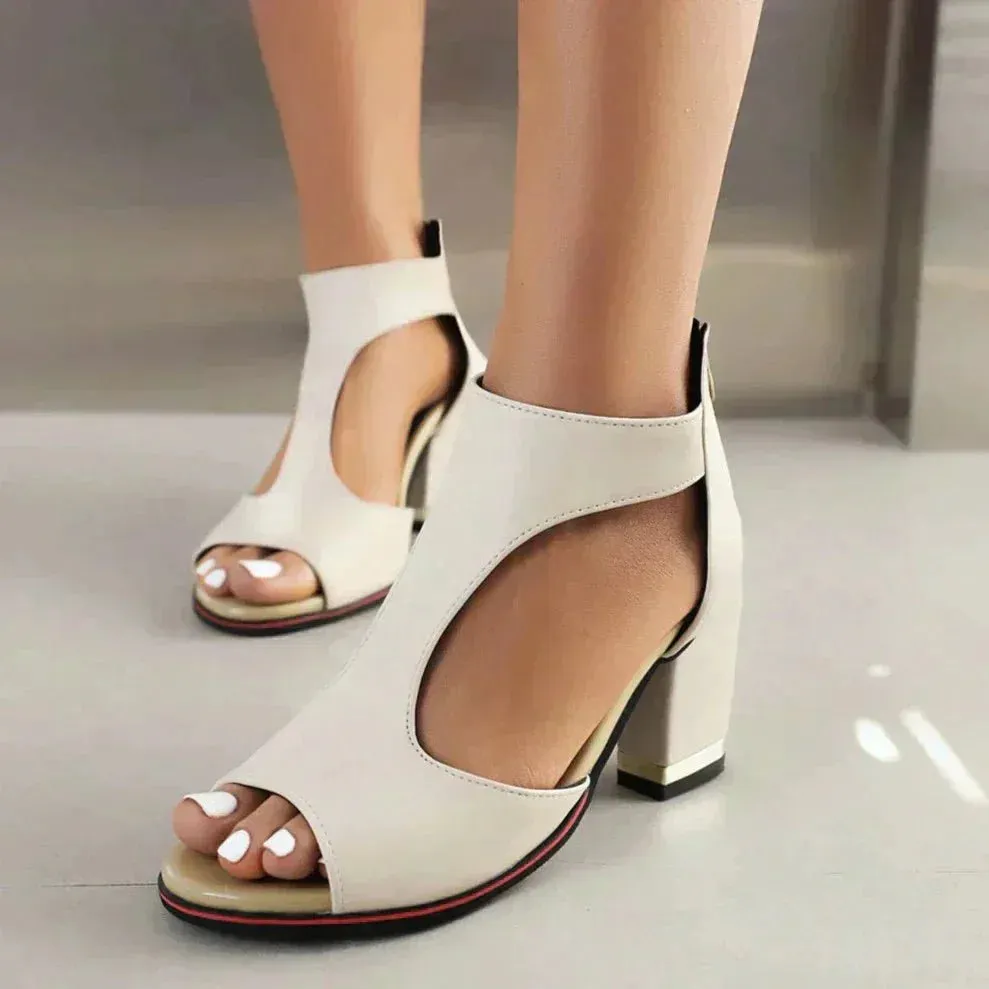 Vera | Open-Toe Cutout Block Heel Sandals