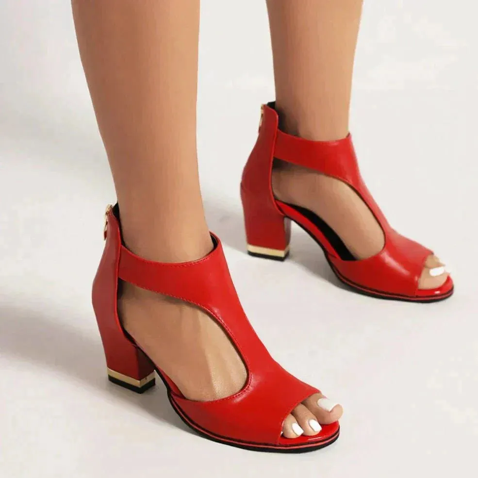 Vera | Open-Toe Cutout Block Heel Sandals