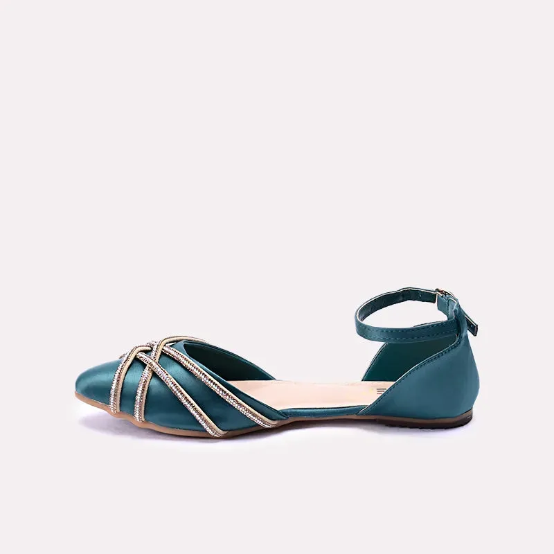 Viviette Green Fancy Flat Pumps Sandals 0431200