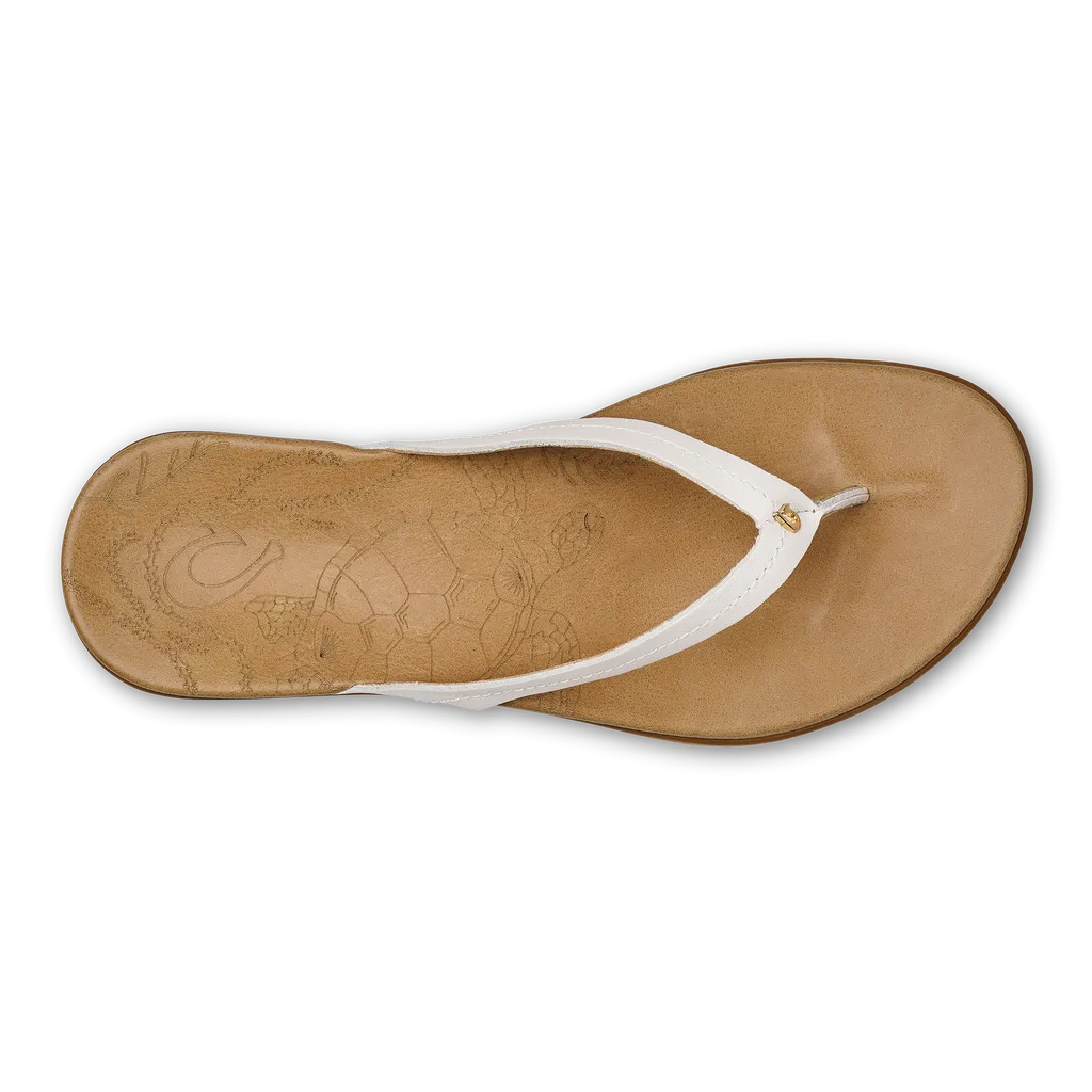 WOMENS OLUKAI HONU BRIGHT WHITE / GOLDEN SAND